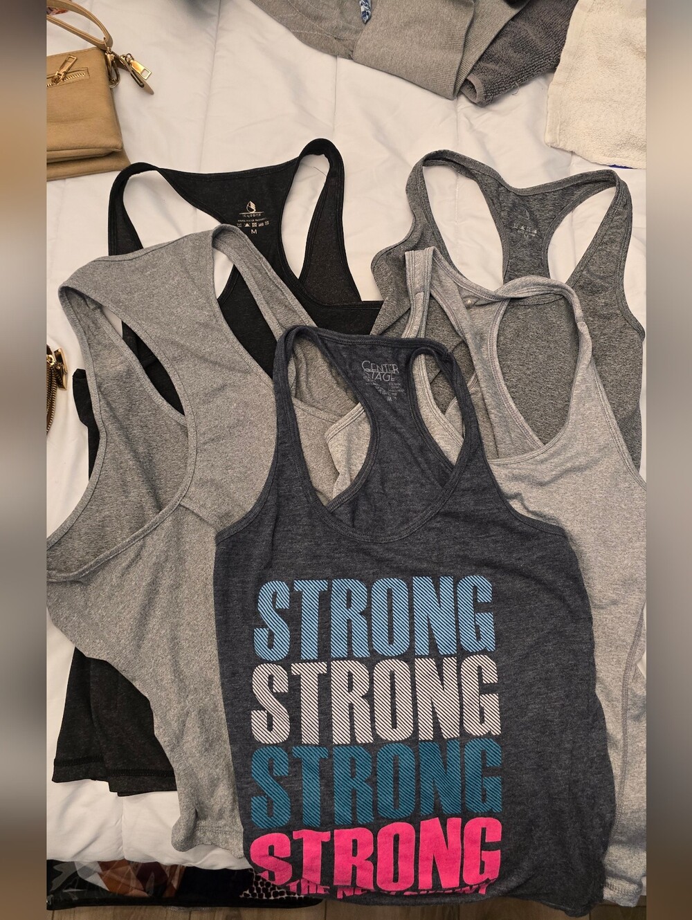 Lot of 5 Women's Racerback Workout Tops - size medium